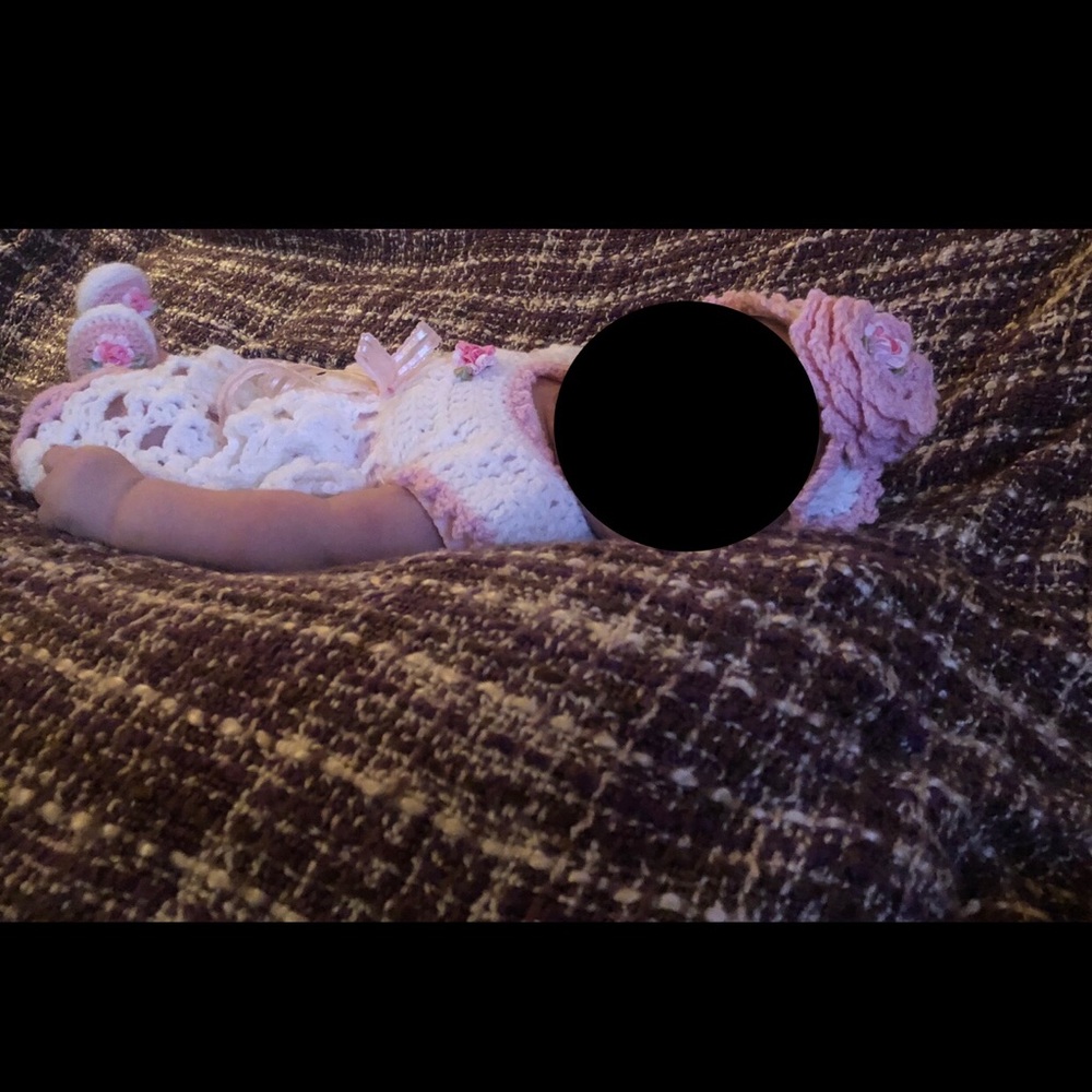 2 beautiful knitted dresses and headbands